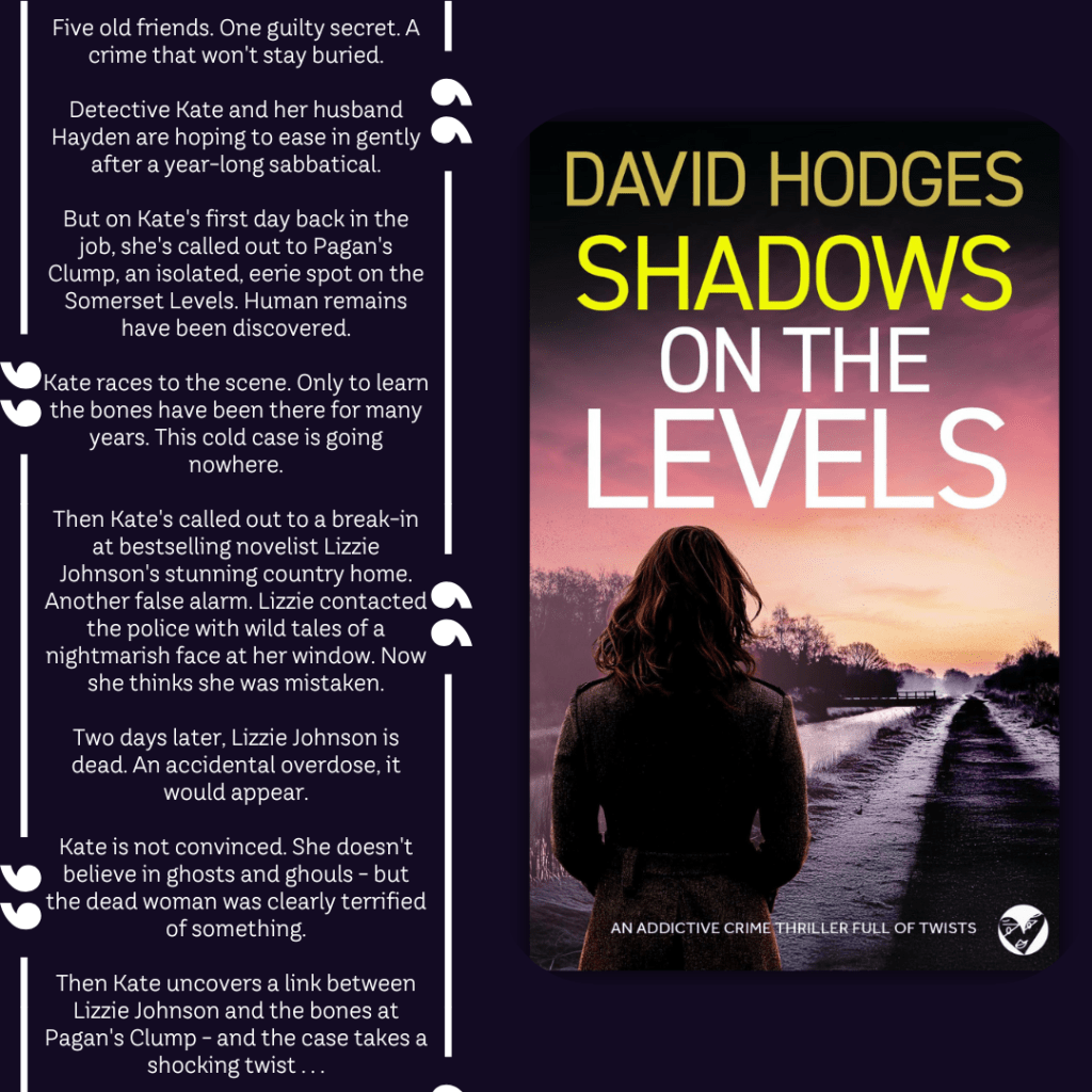 Five old friends. One guilty secret. A crime that won't stay buried.

Detective Kate and her husband Hayden are hoping to ease in gently after a year-long sabbatical. But on Kate's first day back in the job, she's called out to Pagan's Clump, an isolated, eerie spot on the Somerset Levels. Human remains have been discovered. Kate races to the scene. Only to learn the bones have been there for many years. This cold case is going nowhere.

Then Kate's called out to a break-in at bestselling novelist Lizzie Johnson's stunning country home. Another false alarm. Lizzie contacted the police with wild tales of a nightmarish face at her window. Now she thinks she was mistaken. 

Two days later, Lizzie Johnson is dead. An accidental overdose, it would appear. Kate is not convinced. She doesn't believe in ghosts and ghouls - but the dead woman was clearly terrified of something. 

Then Kate uncovers a link between Lizzie Johnson and the bones at Pagan's Clump - and the case takes a shocking twist . . .